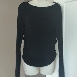 H&M Black Gathered Jersey Top - X-LARGE